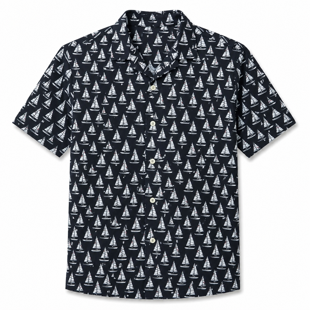 Black Sailboats Short Sleeve Shirt