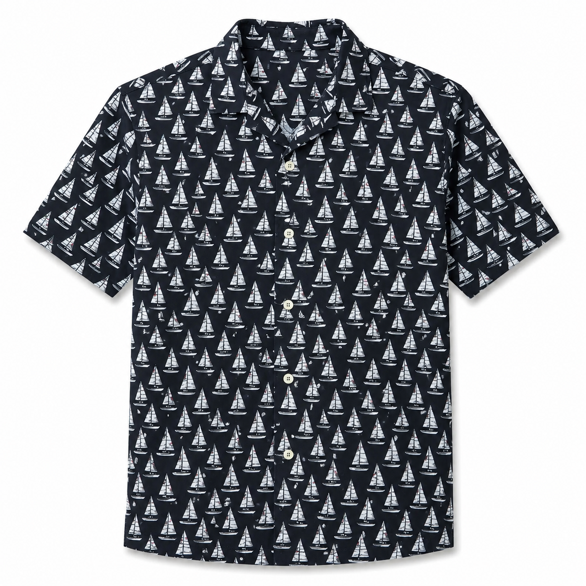 Black Sailboats Short Sleeve Shirt