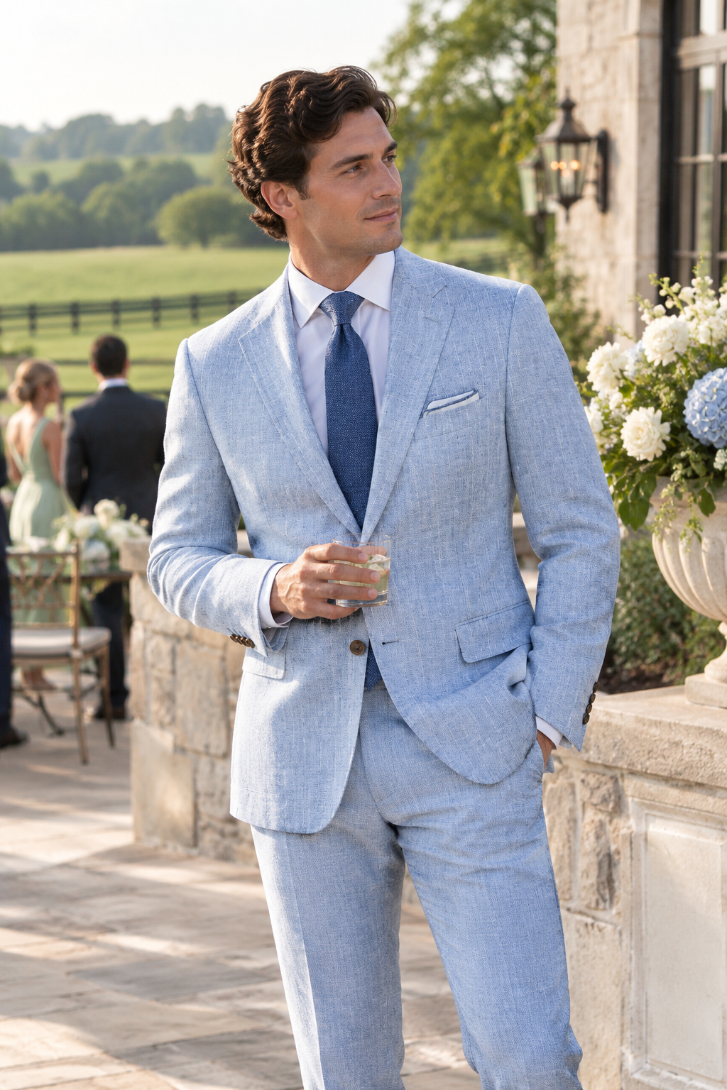 Light Blue Pinstripe Linen Suit