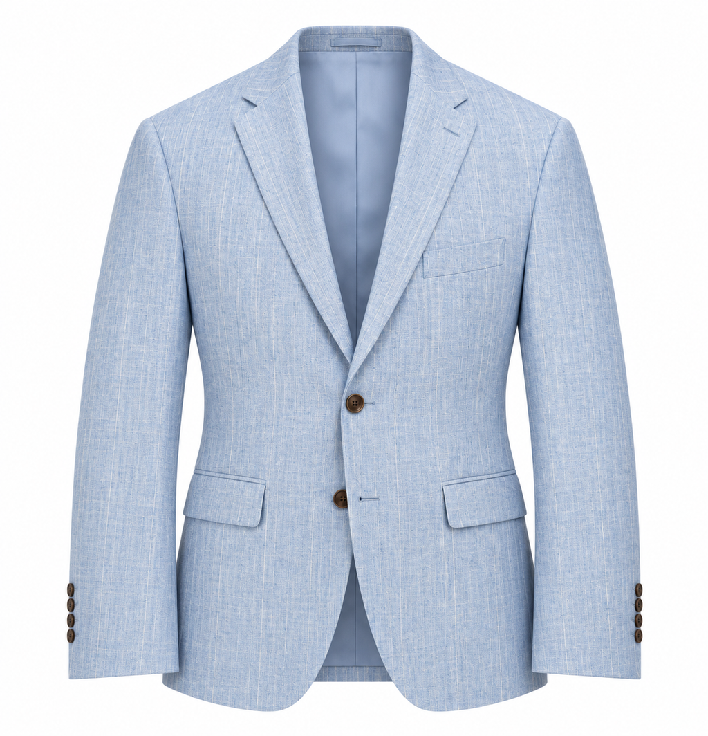 Light Blue Pinstripe Linen Suit