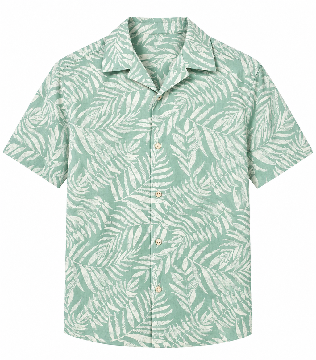 Sage Green Print Camp Collar