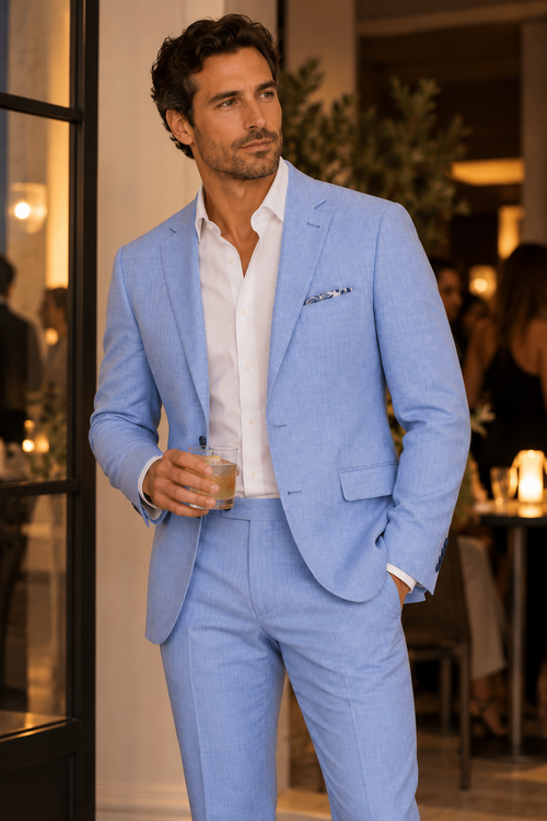 Blue Ice Sharkskin Suit Jacket
