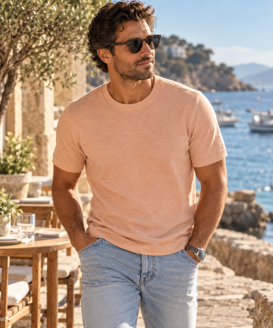 Crewneck Sweater Tee - Clay