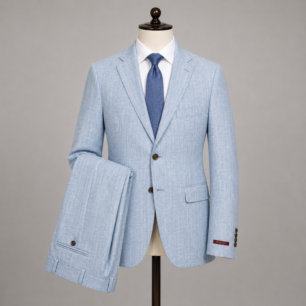 Light Blue Pinstripe Linen Suit