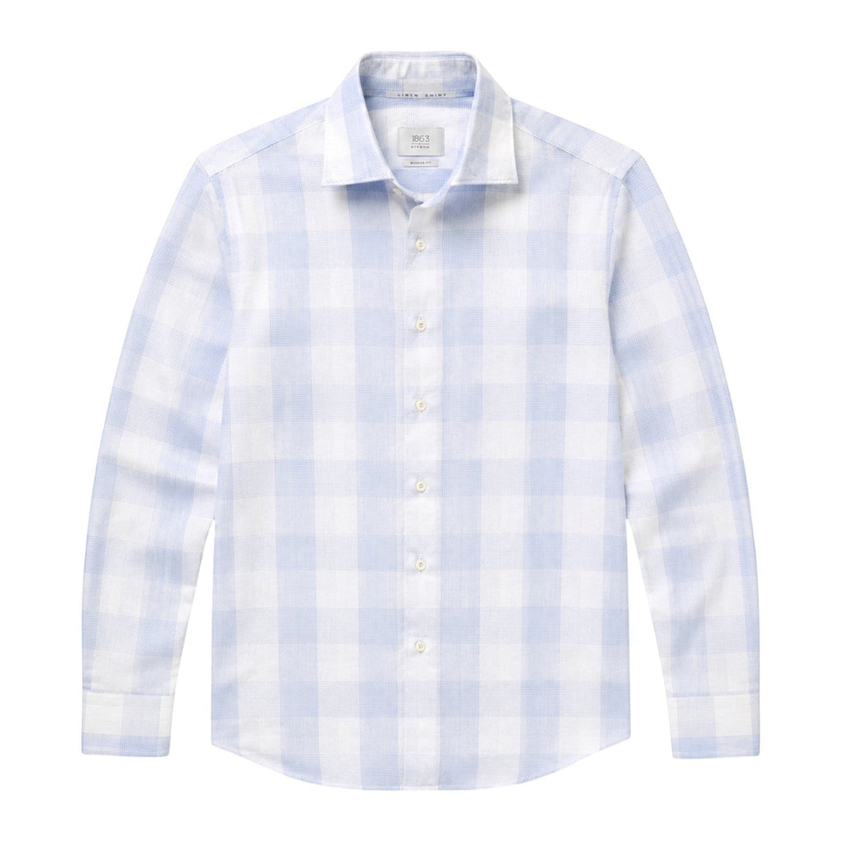 Cotton Check Kent Collar - Light Blue