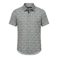 Mac & Clay Tencel floral print short sleeve button-up shirt with a spread collar. Made of cotton, Tencel, and elastane.